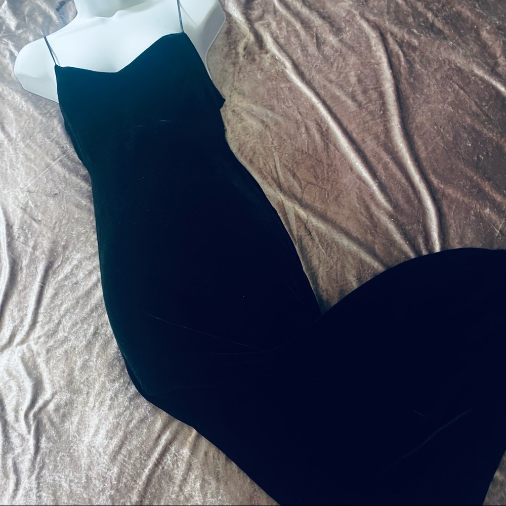 Stunning VNTG y2k Gigi Velvet Silk Floor Length Slip Dress - Picture 1 of 13